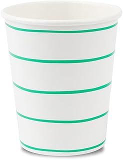 Daydream Society Frenchie Striped Paper Party Cups, Pack of 8, Clover Green