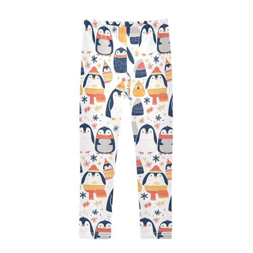 KLL Seamless Pattern Penguins Toddler Girls' Cotton Leggings Casual High Waisted Lounge Pants Exercise