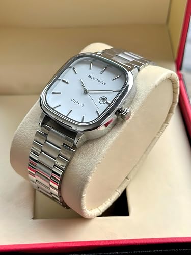 AMERICANVIBER Store AMERICANVIBER Men's Silver Watch, White - Image 7