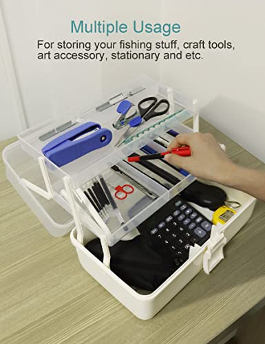 Avlcoaky Tackle Box Large 3 Layers Plastic Portable Storage Box Fishing White Tackle Box Organizer Art Craft Tool Box thumb #4