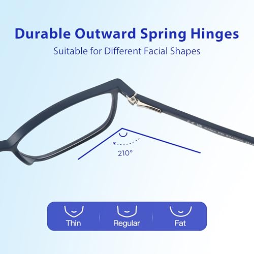 Image of BLUEMOKY Blue Light Reading Glasses for Men，Sport Square Frame Readers, Anti Glare Computer Glasses