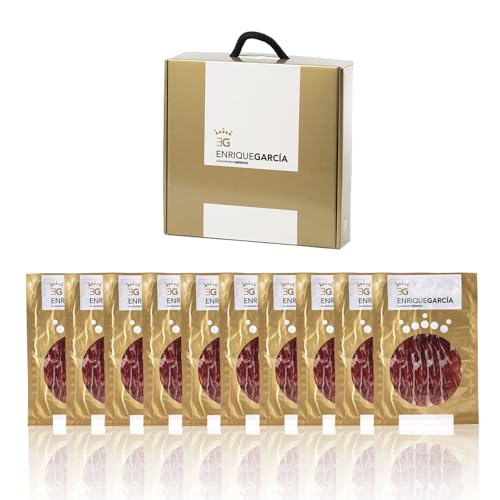 ENRIQUE GARCÍA - Paleta de Cebo Ibérica 75%, 10 Sobres Envasados al Vacío de, 100 g Aprox. Acabado plástico. Caja regalo de cartón. Corte a máquina