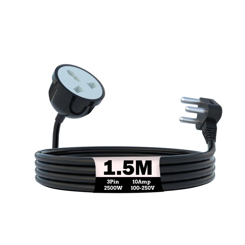 MX Heavy-Duty Single Socket Extension Board with 1.5M Cable | 2500W 10A Power Strip | Surge Protection & Child Safety Shutter | 3-Pin Plug | BIS Certified