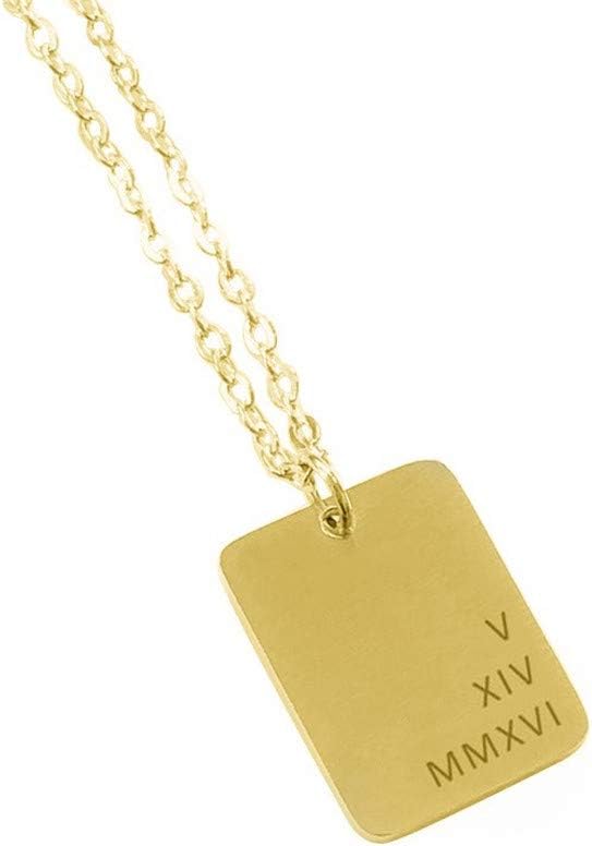 Personalized 925 Sterling Silver Mini Dog Tag Pendant Necklace Custom with Any Name Roman Numeral