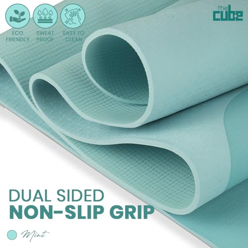 Image of The Cube Club Yoga Mats Extra Thick Non Slip Exercise Mats For Workout With Carrying Strap Eco Friendly Asana Tpe Yoga Mat For Men & Women 6Mm Gym Mat (Mint), Pink