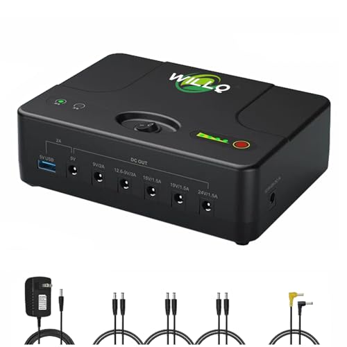 WILLQ Fuente de alimentación de Respaldo Recargable ininterrumpida, CC 24/19/15/12/9/5 V, Paquete de baterías de Litio de 24000 mAh, 31200 mAh, 38400 mAh, 42000 mAh,24000mah