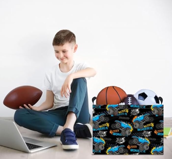 Rectangle Storage Basket with Handles, Collapsible Storage Bin, Books Box, Gift Basket(Truck)