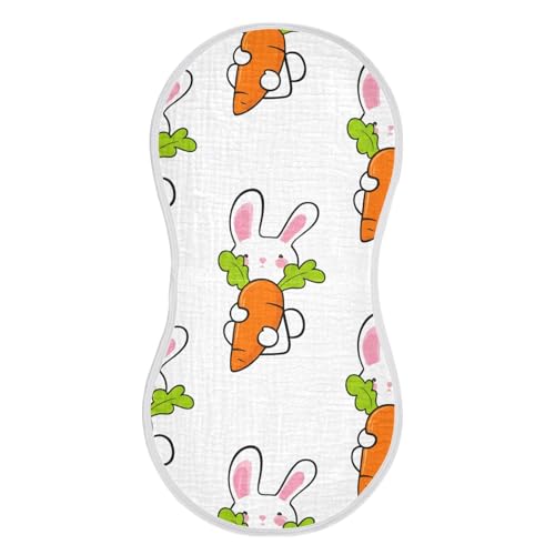 4 Pack Baby Burp Cloths, Soft Absorbent Burping Cloths for Babies, Cotton Milk Spit Up Rags, Large Size for Newborns, Baby Boys and Girls (Cute Bunnies)
