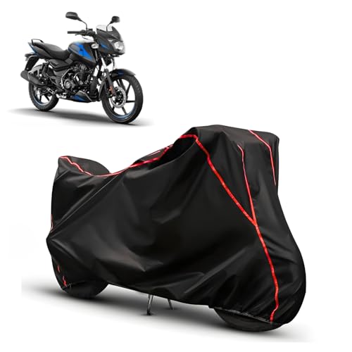 Image of Water Resistant Bike Cover for Bajaj Pulsar 125 | All Weather, UV Heat Resistant, Dustproof, Triple Stitched, Windproof Elastic Bottom