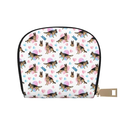 Credit Card Holder Funny German Shepherd Love Small RFID Wallet Slim Leather Card Organizer Case with Zipper