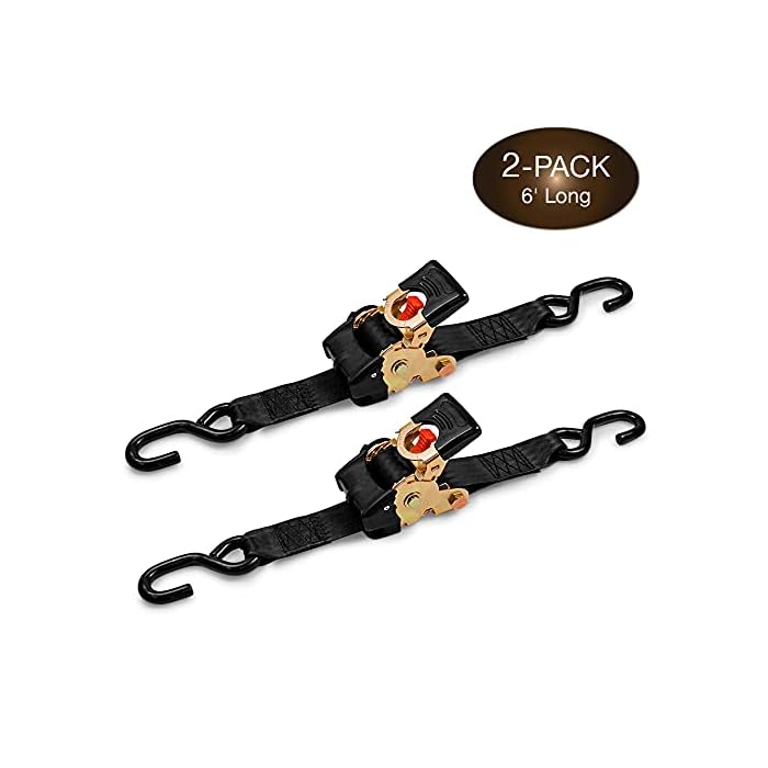 Retractable Ratchet Straps (1" X 11.48 Ft) - 4-Pack For Motorcycles, ATVs, Boats & Cargo