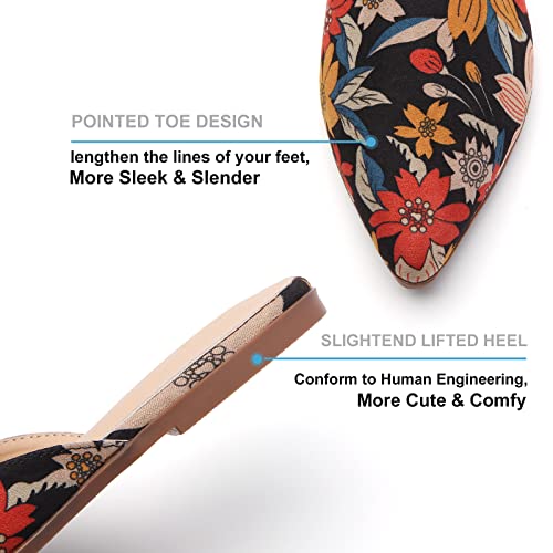 Tilocow Mules for Woman Comfortable Pointed Toe Backless Loafers Flat Mule Business Casual Shoes Slides Slip on4