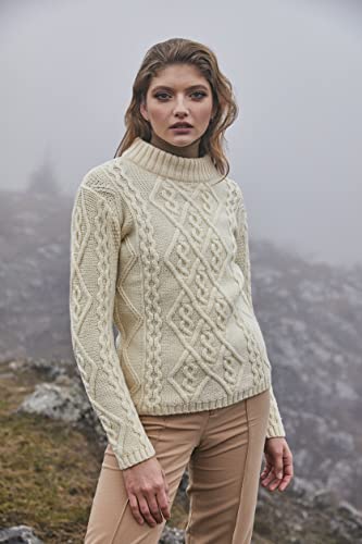 Image of SAOL Wool Sweater for Women Ireland Cable Knitted Jumper