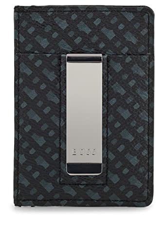 Card holder with money clip in Italian fabric with monogram size UNITA Color Black3