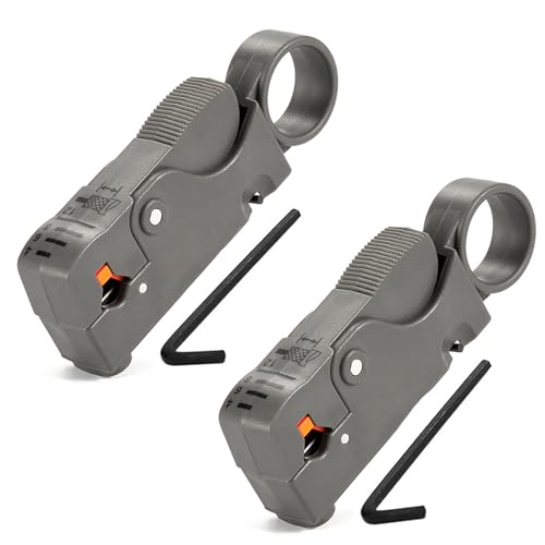 HUAREW Rotary Coaxial Cable Stripper Cutter Tool, Cable Stripper Coaxial Wire Coax Stripping Tool RG6 RG62 RG58 RG59 Universal (Pack of 2)