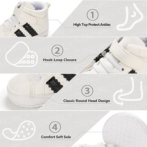Image of CENCIRILY Baby Boys Girls High Top Sneakers Soft Soles Anti Skid Infant Ankle Shoes Toddler Prewalker First Walking Crib Shoes