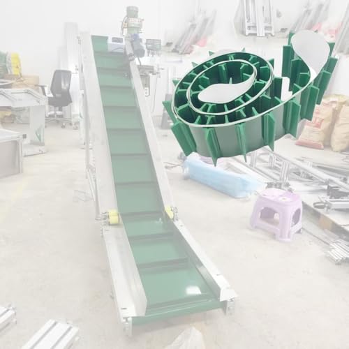 YJEUZCD Climbing Conveyor Electric PVC Belt, Fruit Sorting Conveyor Belt, Industrial Machine Transport Replacement Belts, Line Pulley with Baffle(3.3x82.0 ft)