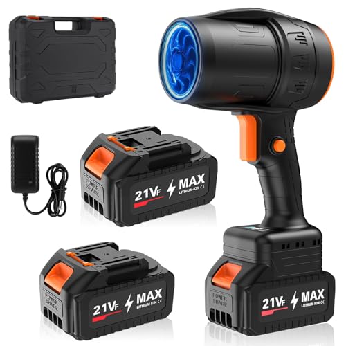 Handheld Electric Cordless Leaf Blower – 500,000RPM Mini Turbo Jet Blower with 2×4.0Ah Batteries...