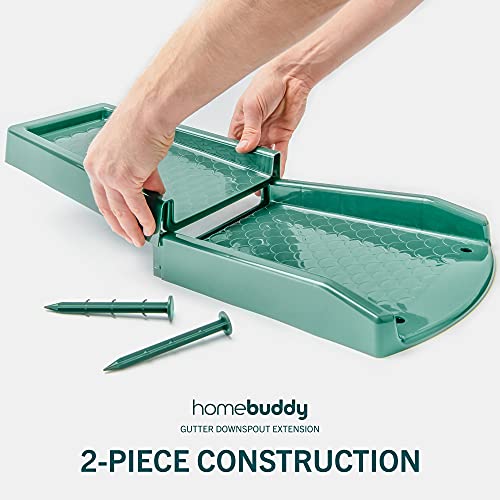 Homebuddy Gutter Downspout Extension - 2 Pack Rain Gutter Downspout Splash Block, Durable, Stackable Rain Downspout Diverter From Recycled Plastic Gutter Extension - Plastic Screws For Ground Included #TOP2