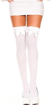 Women Thigh High Socks with Bow Opaque Over The Knee Stockings for Cosplay Daily Wear