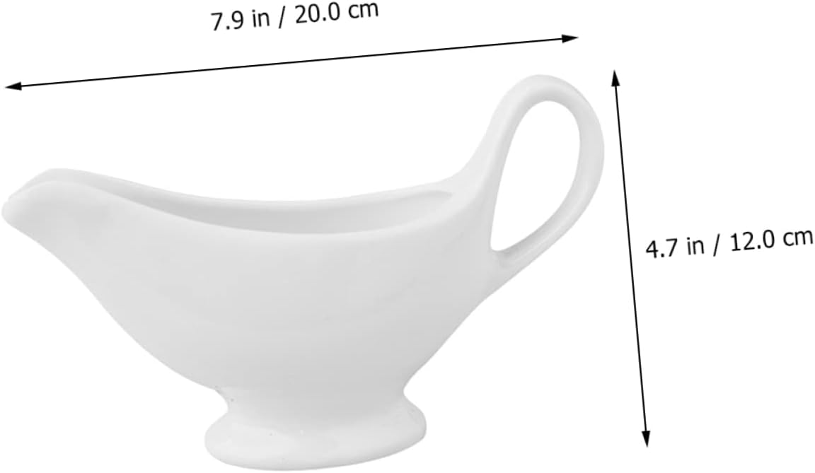 Ceramic Sauce Boat with Ergonomic Handle Gravy Pitcher for Restaurant Condiments and Sauces Table Decoration Dishwasher Safe