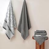 Zestaw 6 sztuk Modern Threads, 2 ręczniki kąpielowe, 2 ręczniki do rąk, 2 myjki, przędza barwiona, żakard/jednolity zestaw ręczników Ophelia Stone