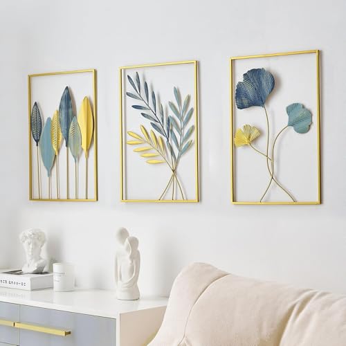 Image of FUNTEREST Handcrafted Metal Wall Decoration|Decorative Wall Hanging Art Decor Leaf Sculpture For Living Room Bedroom Office&Entryway, 49 Cm