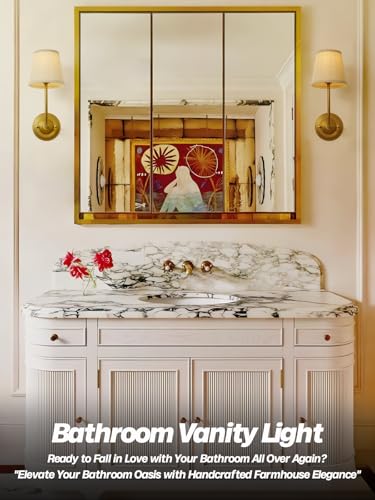 Image of Vintage Fabric Wall Sconces Set of 2 with 5.5 inch Funnel Linen Cloth Shade, E26 Hardwired Indoor Wall Mounted Lamp Fixtures for Bedroom Dining Room Hallway Bathroom