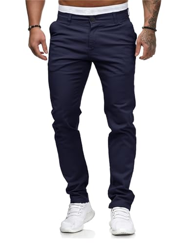 Image of HUNGSON Mens Chinos Dress Pants Slim Fit Stretch Business Casual Golf Work Slacks Trousers