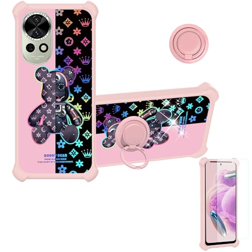 Case Compatible for Huawei Nova 13 Phone Case Cover [with 1* Tempered Glass Screen Protector][Hard PC + Soft Silicone][Ring Supp