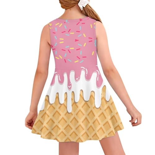 SYtrade Girls' Casual Dresses Kids Crewneck Sleeveless Dress Party A-Line Swing Dresses4