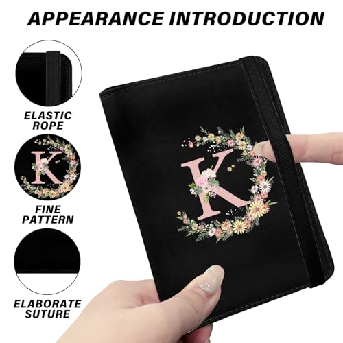 Cute Passport Holder and Holder Combo Passport Cover with RFID Blocking Women Men Compatible Wallet Credit Card Protector (Initial Monogram-K)4