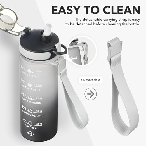 Image of Enerbone 24 oz Water Bottle, Leakproof BPA & Toxic Free, Motivational Water Bottle with Times to Drink and Straw, Fitness Sports Water Bottle with Strap for Office, Gym, Outdoor Sports