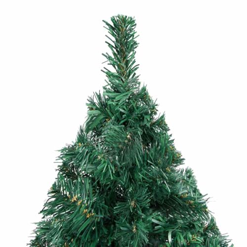 Árbol de Navidad preiluminado verde de 210 cm con luces y bolas para hogar 4