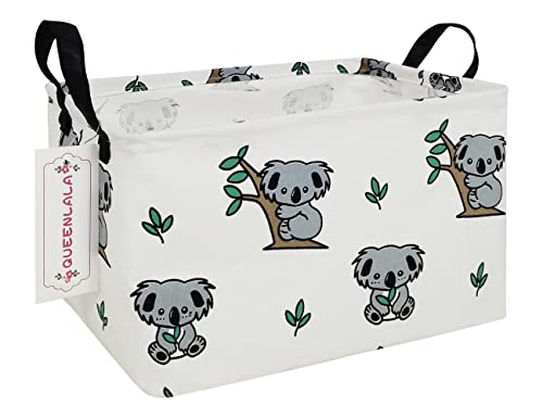 Image of QUEENLALA Rectangular Laundry Hamper/Foldable Nursery Laundry Basket for Organizing/Storage Bin Baskets/Children Toy Office Bedroom/Toy Bin Closet Shelf Baskets（Rec-Koala）