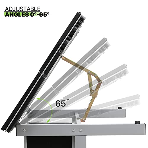 Magshion Drafting Table Adjustable Height Artist Desk With Tilting Clear Glass Tabletop, Portable Art Desk With 2 Storage Drawers And 2 Lockable Rolling Casters For Artists Painters Student (Clear) #TOP3