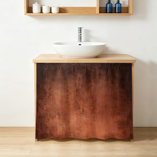 Small Cabinet Curtains for Kitchen Under Sink Skirt for Bathroom Burnt Orange Ombre Dishwasher Curtain Cover Modern Abstract Art Oil Paint Gradient Desk Curtain Skirt Drape for Classroom 11"x13" - Image 2