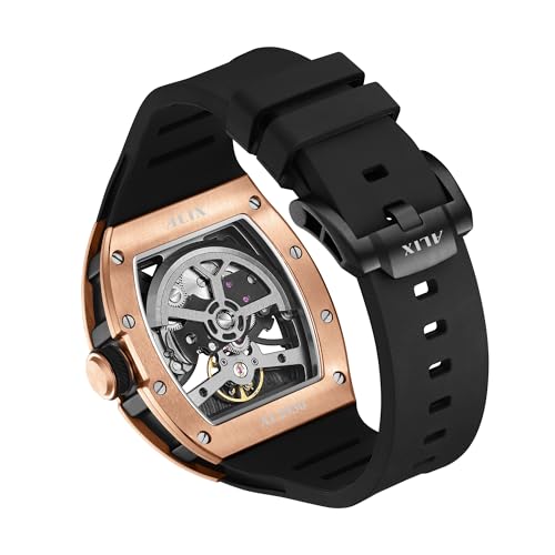 Image of ALIX AL2930 Skeleton Automatic Watch for Men Space Edition Astronaut & Moon Dial with Soft Silicone Strap
