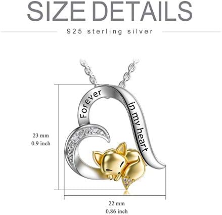 Sterling Silver 'Forever In My Heart' Fox Necklace - Cute Animal Pendant Gift For Women & Girls - View #2