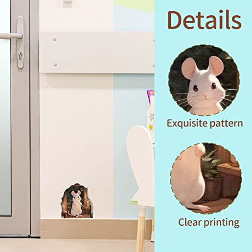 Robmoda 3D Mouse Hole Wall Sticker Glow In The Dark, Mouse Reading Book Fun Art Wall Decal, Peel And Stick Nursery Kids Room Decor, Classroom, Bedroom, Bookcase Decoration #TOP5