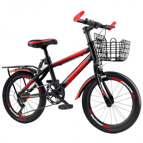 Nihig子供用自転車、マウンテンバイク、18/20/22/24/26インチ、中学生、小学生、高速自転車、高炭素鋼素材、調節可能なシート、誕生日プレゼントに最適 (ブラック&レッド,18インチ,スピードシフト)