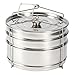 Vapore impilabile, set di 3 pentole impilabili da 20 cm, in acciaio inox con coperchio, pentola in pentola, per cucinare cibi immagine