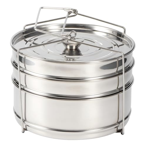 FLEXMAN 3 Tier Stackable Insert Pans, 18.5X7.5in Stainless Steel Baking Pans, Steamer Insert Pans for Steaming Rice, Vegetables, Meat, Fish, Soup, Cheesecakes