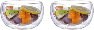 耐熱ガラス 二重構造 ボウル 食器 透明 耐熱 二層 器 ，2個裝 (透明なボウル,800ml)