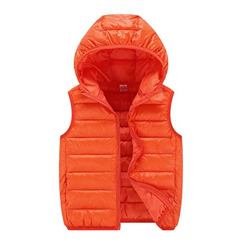 Boy Girl Vest with Hood Puffer Jacket Sleeveless Solid Down Vest Zipper Kid Lightweight Quilted Waistcoat Fall Winter Clothes