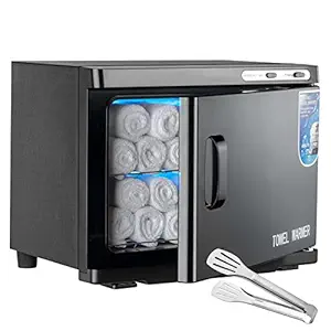 Hot Towel Warmer Cabinet with LED Light - 23L Large Capacity, Black
