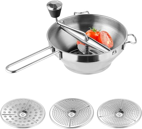 Miawtro Food Mill Hand Crank with 3 Sieve Inserts