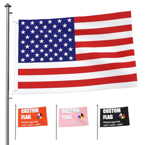 Custom Flag 2x3 FT Double Sided, Personalized Outdoor Flags Banners Design Print Your Own Logo/Image/Photo/Text - Multiple Colors - Multiple Size, American Flag