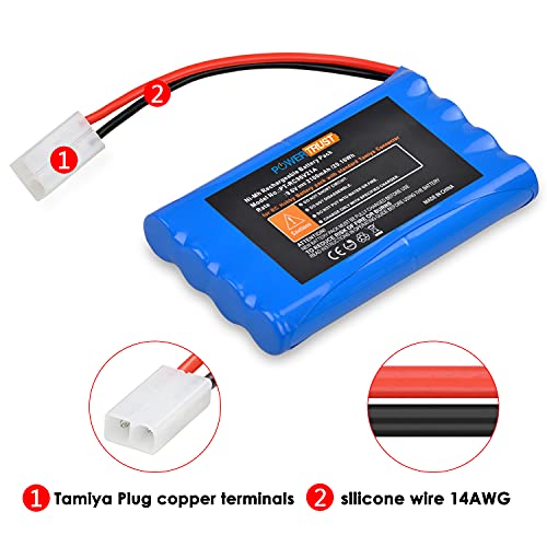 PowerTrust 2100mAh Ni-MH Rechargeable 9.6V Battery Pack for RC Control Car, RC Airplane,Walking Robots - Image 9
