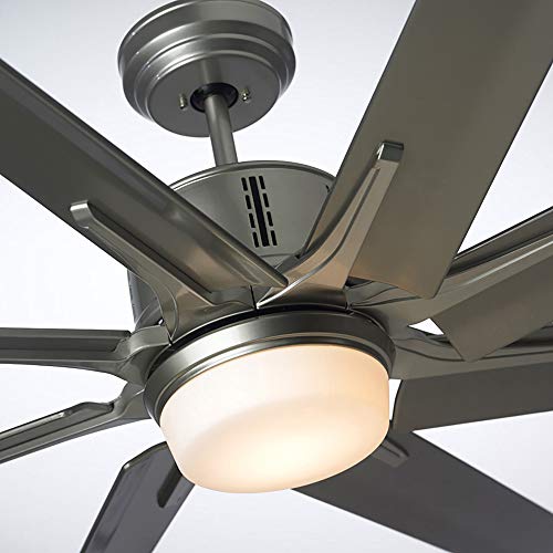 Luminance Kathy Ireland Home Aira Eco Led 72 Inch Ceiling Fan | Large Indoor/Outdoor Fixture With Integrated Lighting | Modern 8 Blade Design With 6-Speed Wall Control | Damp Rated, Platinum #TOP6
